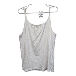 J Crew White Ribbed Tank Top 2X Cotton Scoop Neck Basic